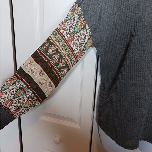 Bibi Waffle Knit Keyhole Neck Boho Top Sz M - Picture 6 of 7